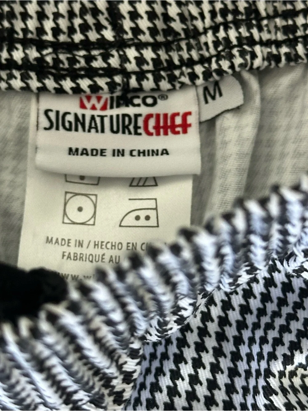 Winco Signature Chef Houndstooth Chef Pants Medium Elastic Waist Workwear